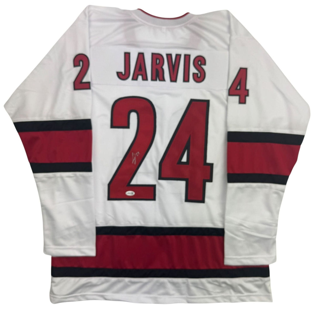 Autographed/Signed Seth Jarvis Carolina White Hockey Jersey JSA COA