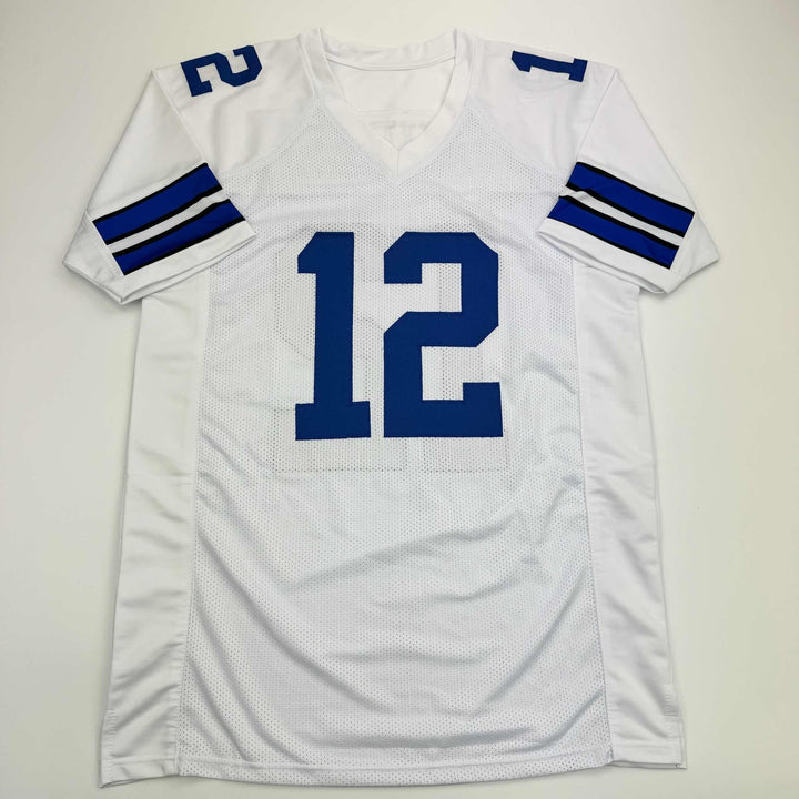 Autographed/Signed Roger Staubach Dallas White Jersey Beckett BAS COA