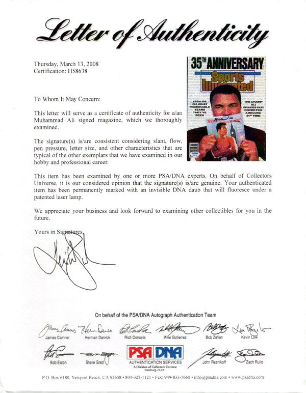 Muhammad Ali Autographed Signed Sports Illustrated Magazine Vintage PSA/DNA