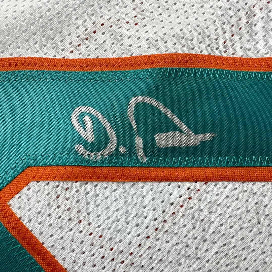Autographed/Signed De’Von DeVon Achane Miami White Jersey Beckett BAS COA