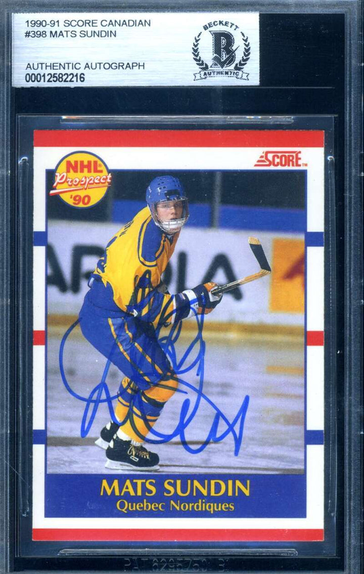 Mats Sundin Beckett BAS Signed 1990-91 Score Canadian Rookie Autograph