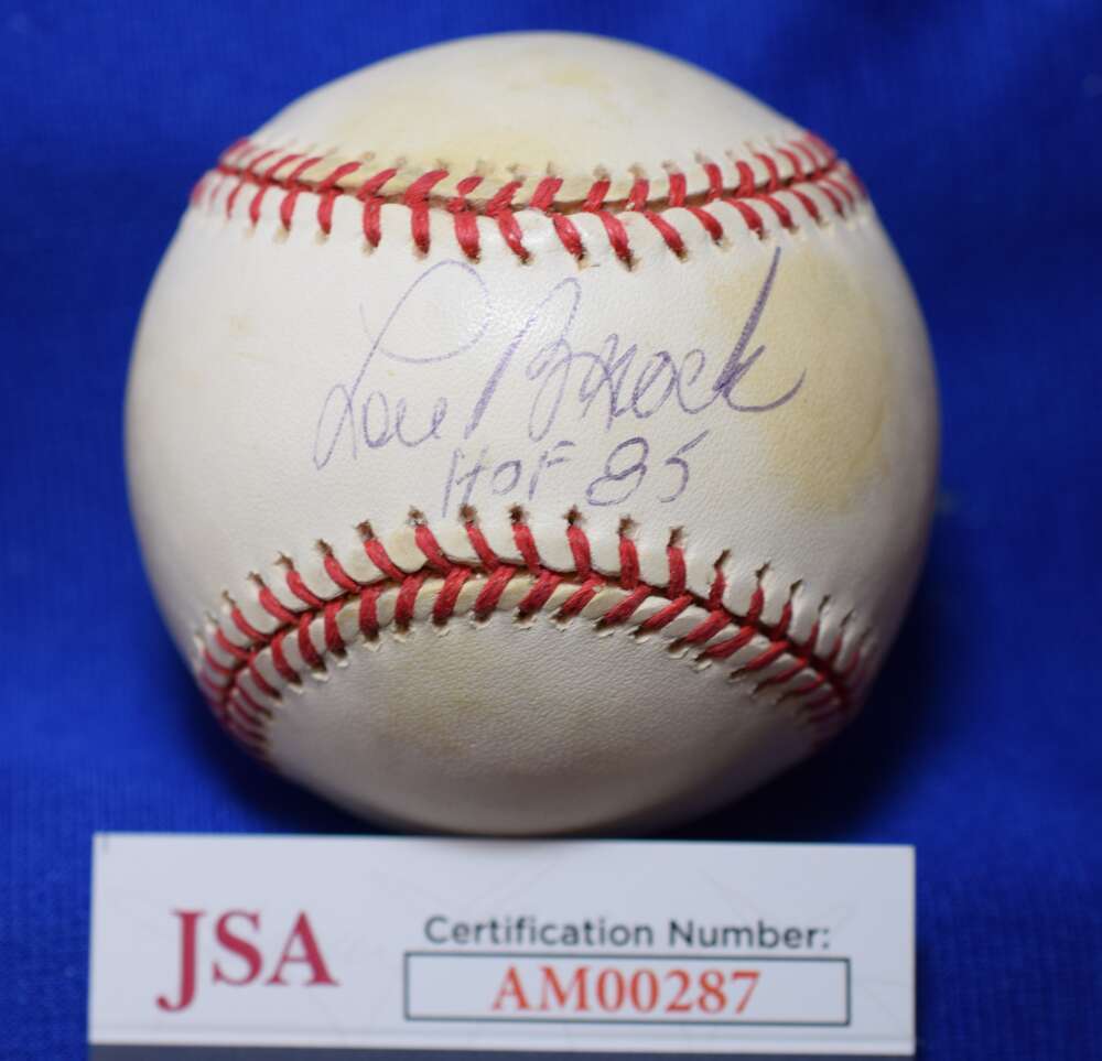 Lou Brock HOF 85 JSA COA Autograph National League Signed Baseball