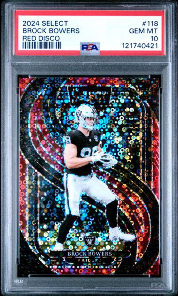 Graded 2024 Panini Select Brock Bowers #118 /49 Red Disco Rookie RC Card PSA 10