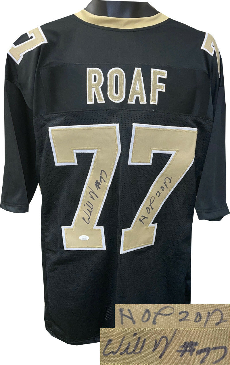 Willie Roaf signed Black Custom Stitched Pro Style FB Jersey XL HOF 2012- JSA