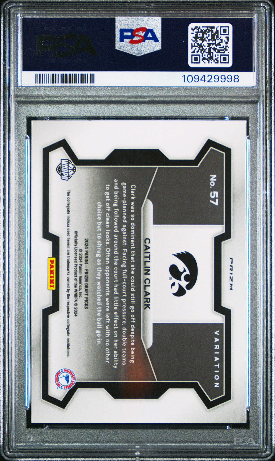 Graded 2024 Panini Prizm DP Caitlin Clark #57 Variation Red Ice RC Card PSA 10