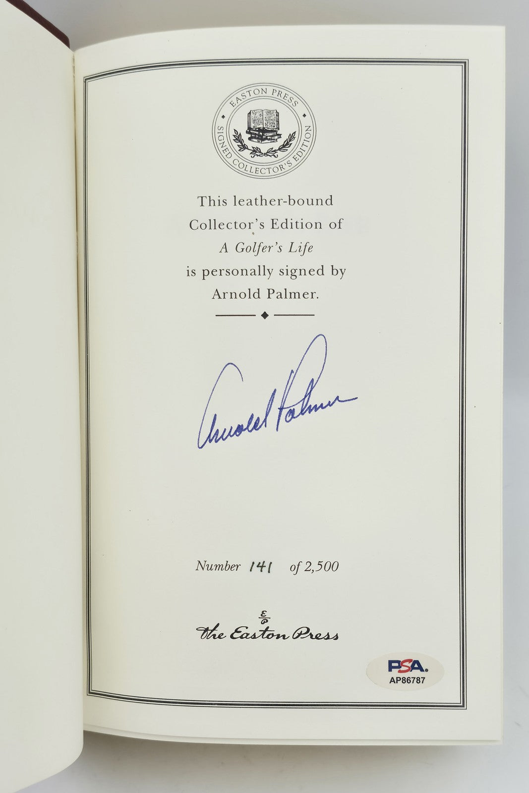 Arnold Palmer Signed Easton Press A Golfer's Life Book #141/2500 PSA/DNA