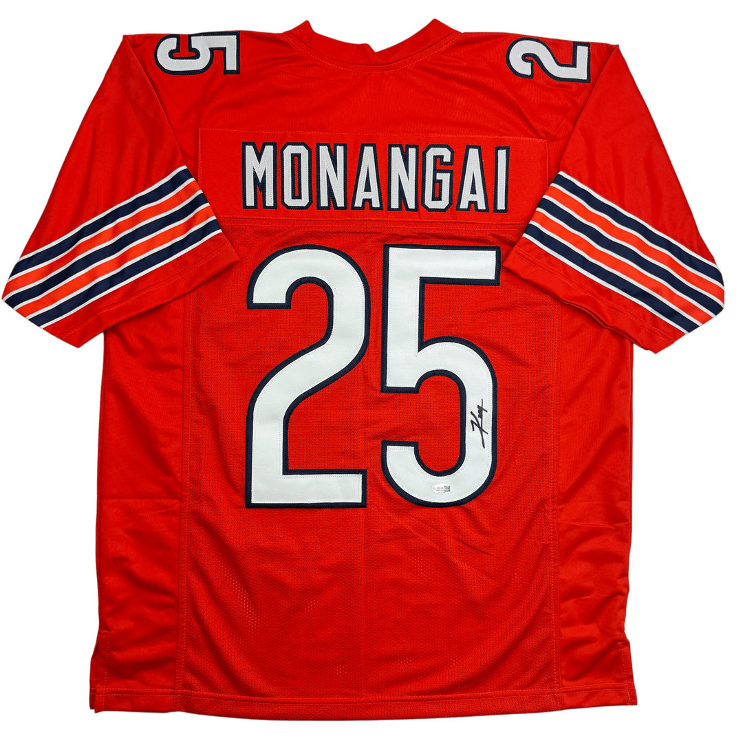 Autographed/Signed Kyle Monangai Chicago Orange Football Jersey JSA COA