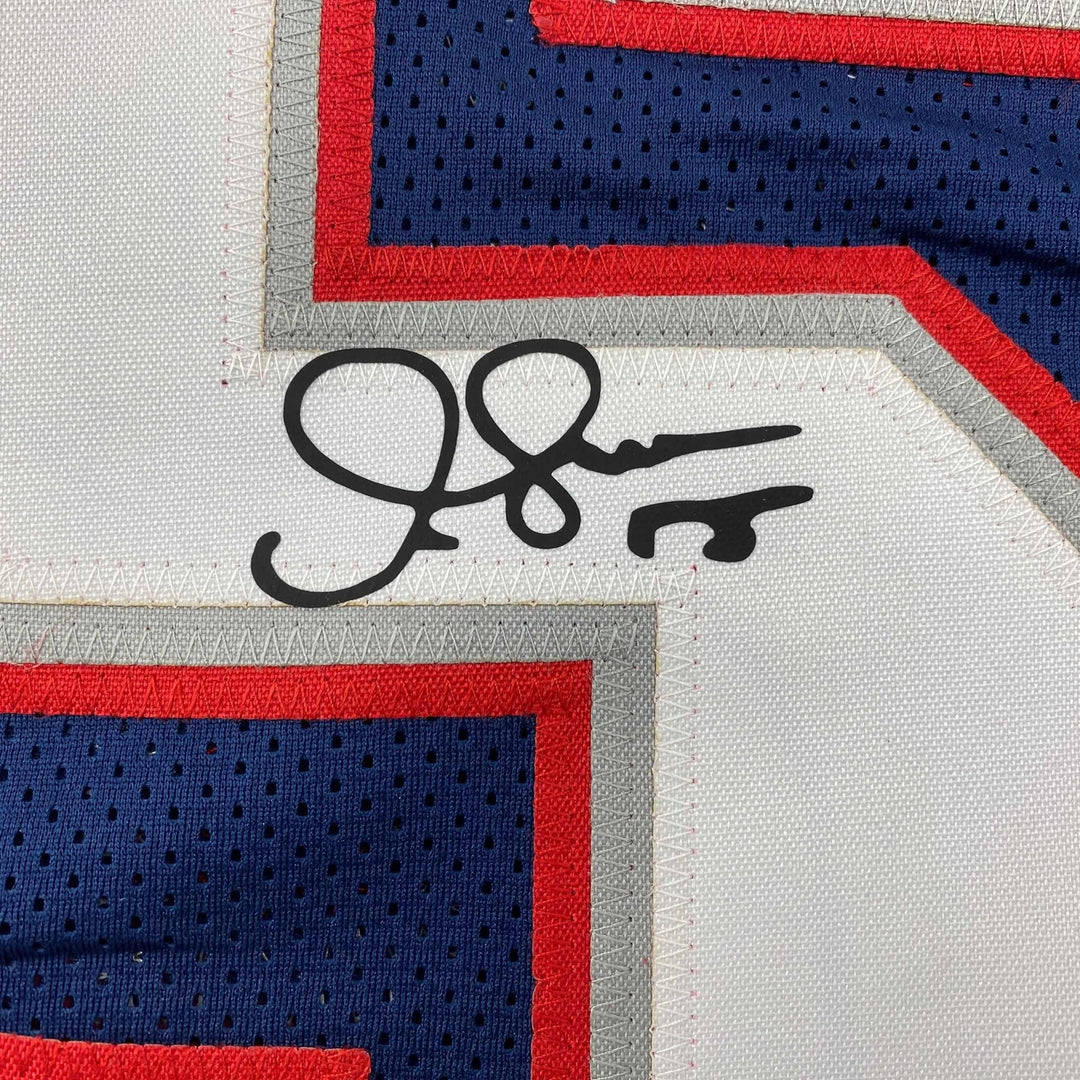 Facsimile Autographed Junior Seau New England Blue Reprint Jersey Size Men's XL