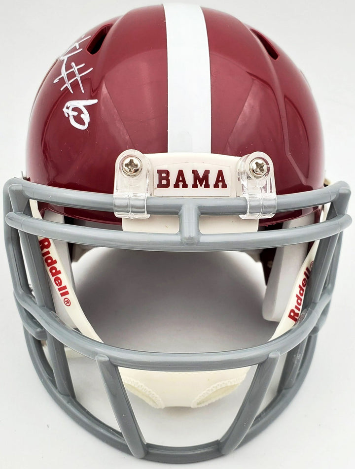 Devonta Smith Signed Alabama Crimson Tide Speed Mini Helmet Beckett BAS