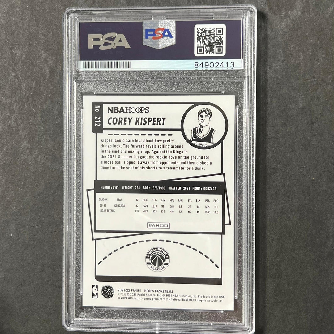 2021 Panini NBA Hoops #212 COREY KISPERT Signed Card AUTO PSA Slabbed Wizards