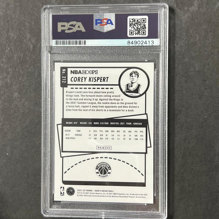 2021 Panini NBA Hoops #212 COREY KISPERT Signed Card AUTO PSA Slabbed Wizards