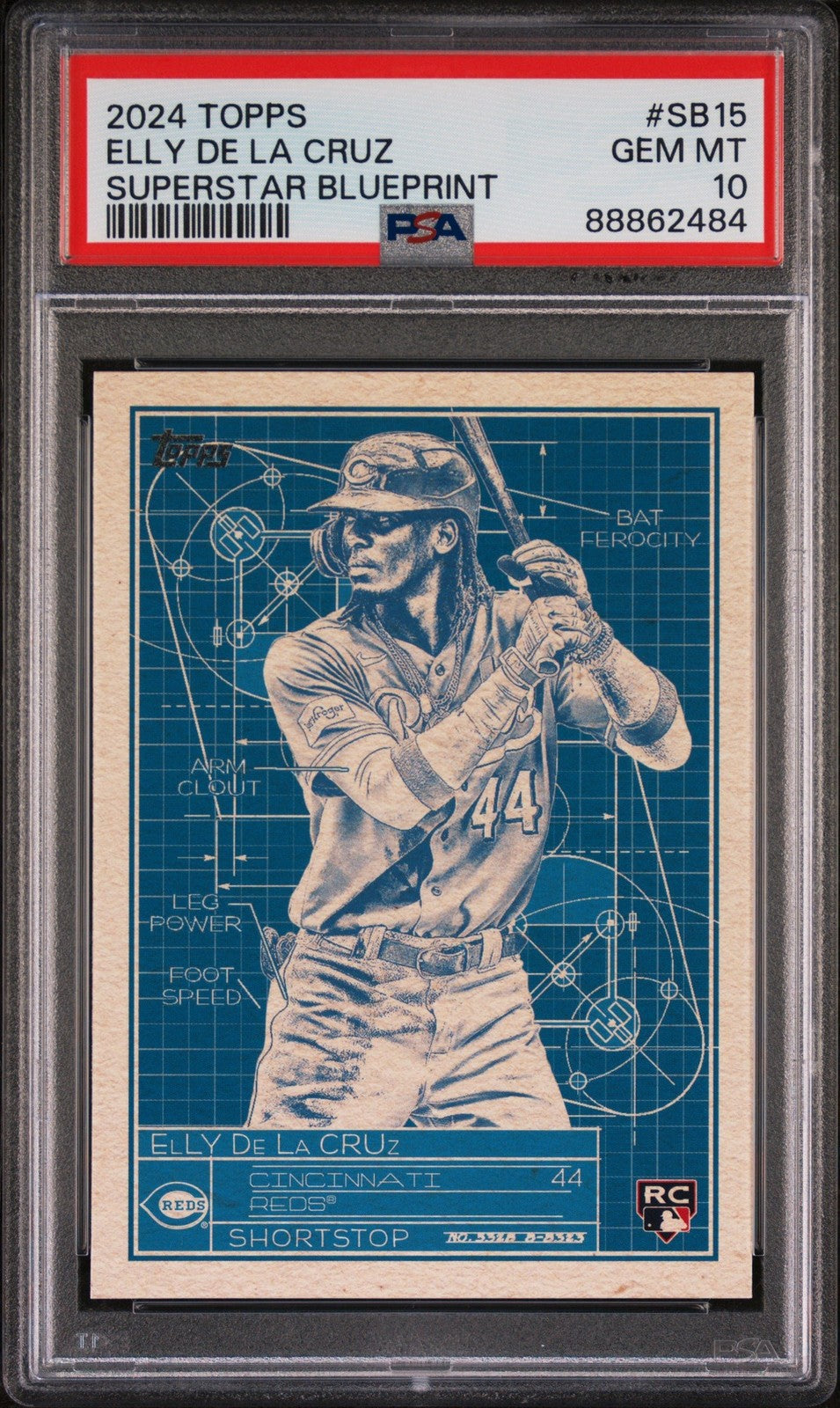 Graded 2024 Topps Elly De La Cruz #SB15 Superstar Blueprint RC Card PSA 10