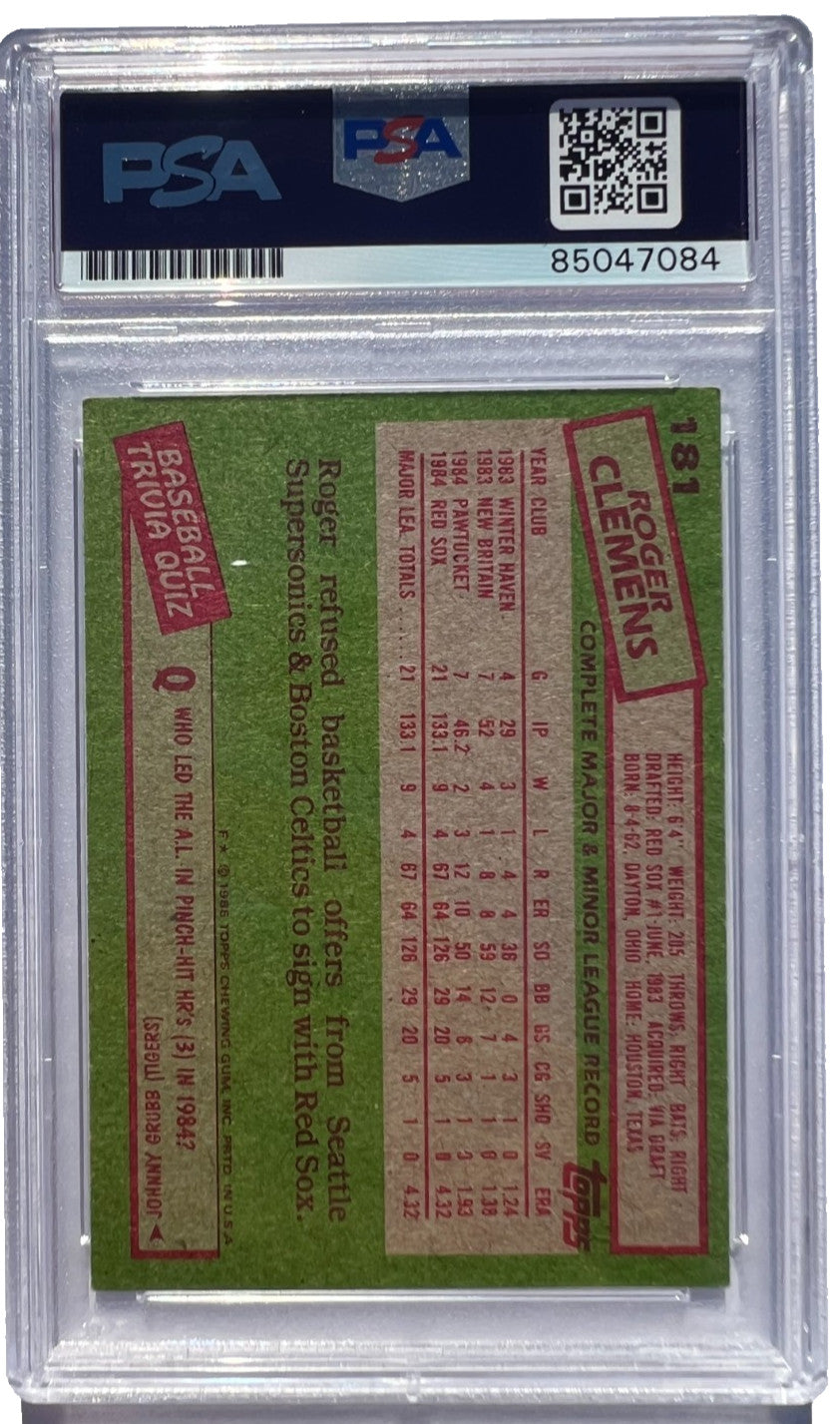 ROGER CLEMENS SIGNED 1985 TOPPS #181 ROOKIE CARD RC AUTO 10 PSA/DNA !