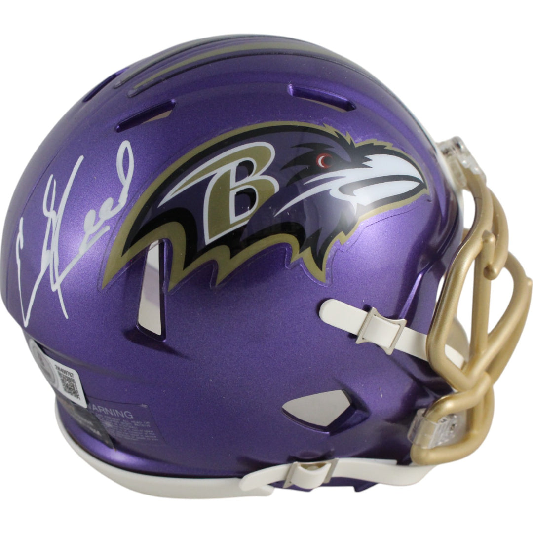 Ed Reed Autographed Baltimore Ravens Flash Mini Helmet Beckett Witness 49261