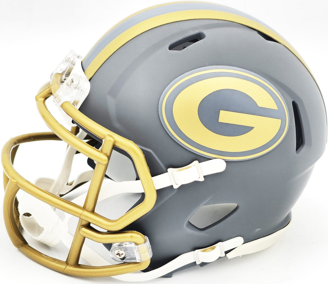 Josh Jacobs Signed Green Bay Packers Slate Gray Speed Mini Helmet Beckett Wit