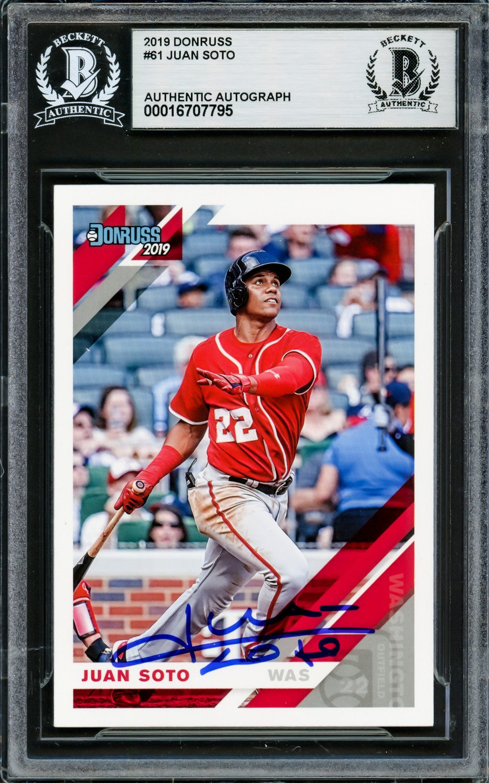 Juan Soto Autographed Signed 2019 Donruss Card 61 New York Mets Beckett