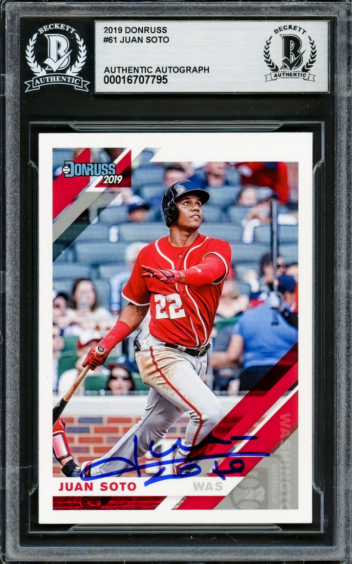 Juan Soto Autographed Signed 2019 Donruss Card 61 New York Mets Beckett