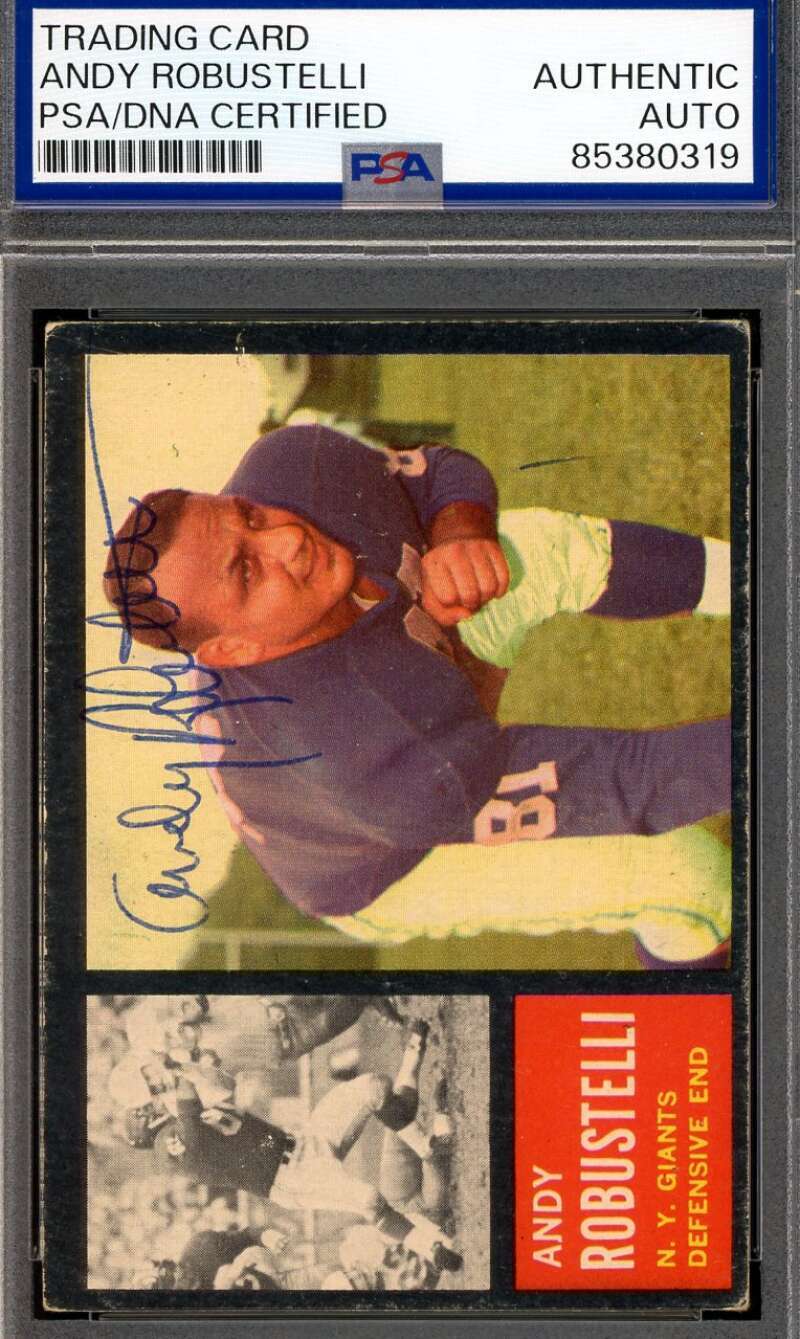 Andy Robustelli PSA DNA Vintage Signed 1962 Topps Autograph
