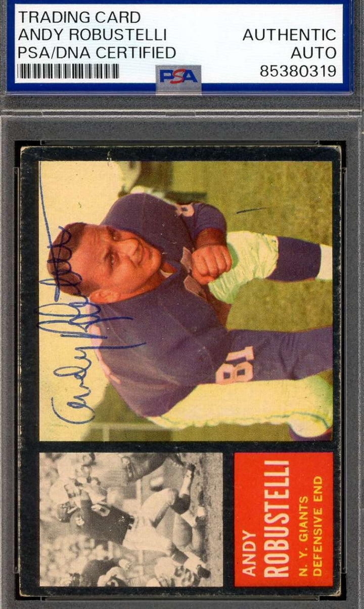 Andy Robustelli PSA DNA Vintage Signed 1962 Topps Autograph