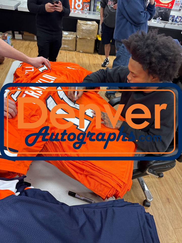 Troy Franklin Autographed/Signed Pro Style XL Orange Jersey Beckett 53870