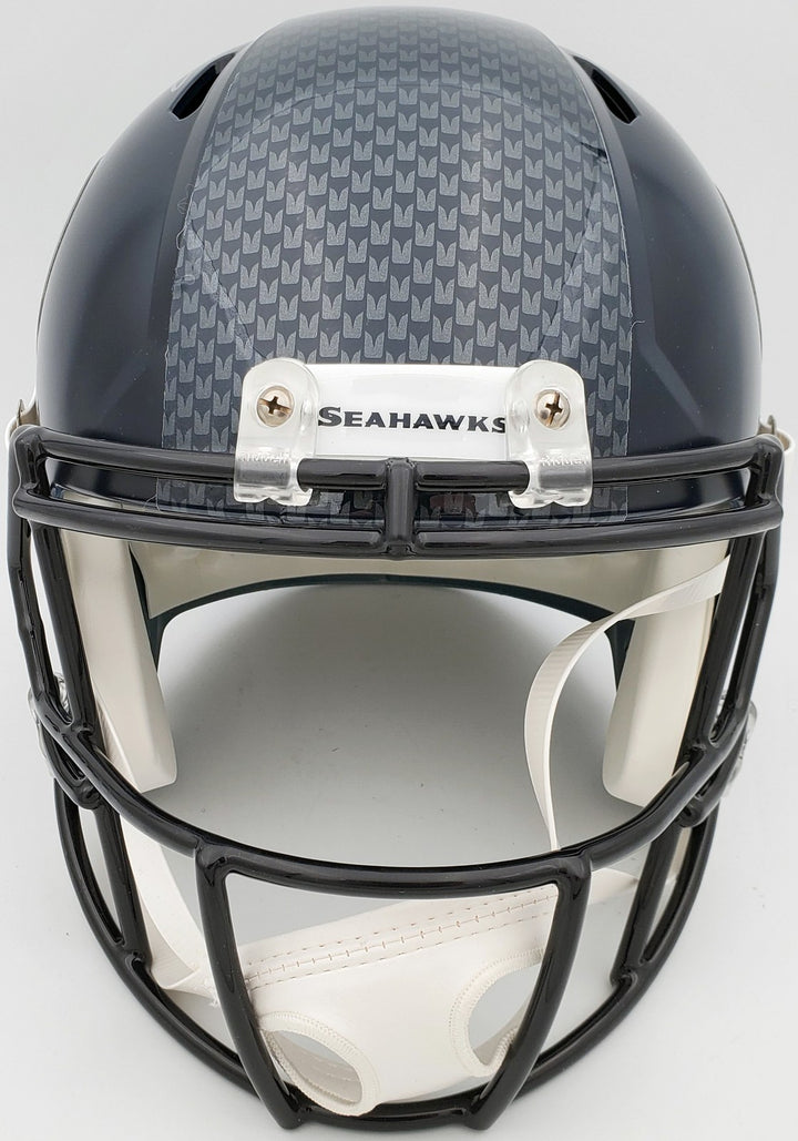 Russell Wilson Signed Seattle Seahawks Speed Full Size Helmet In Silver RW Holo