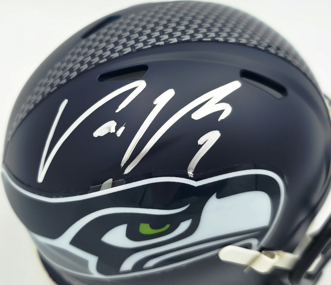 Uchenna Nwosu Signed Seahawks Blue SB LX Champions Logo Speed Mini Helmet MCS