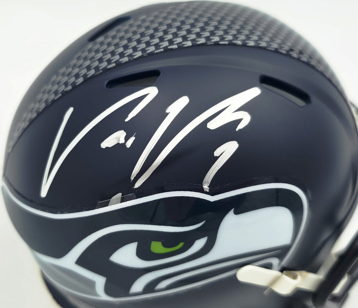 Uchenna Nwosu Signed Seahawks Blue SB LX Champions Logo Speed Mini Helmet MCS