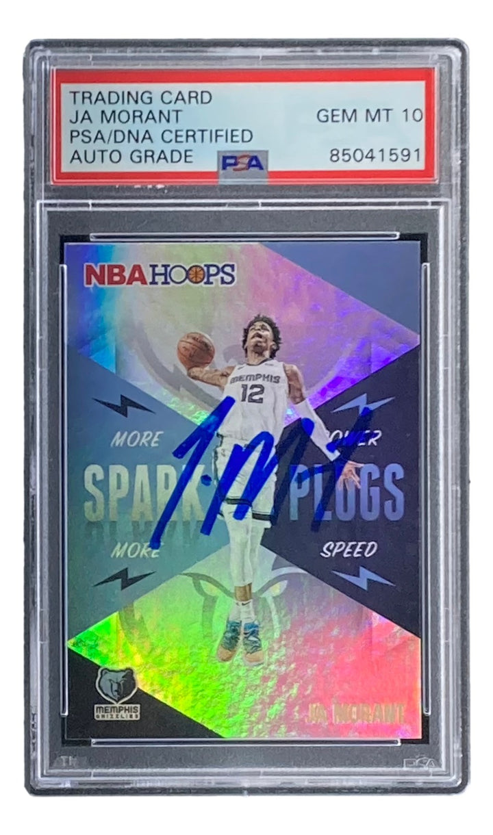 Ja Morant Signed 2020-21 Panini Hoops #2 Grizzlies Trading Card PSA/DNA Gem MT