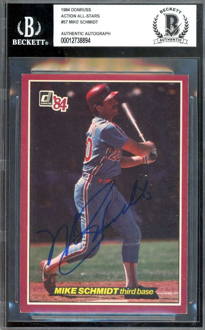 Mike Schmidt Beckett BAS Signed 1984 Donruss Action All Stars Autograph