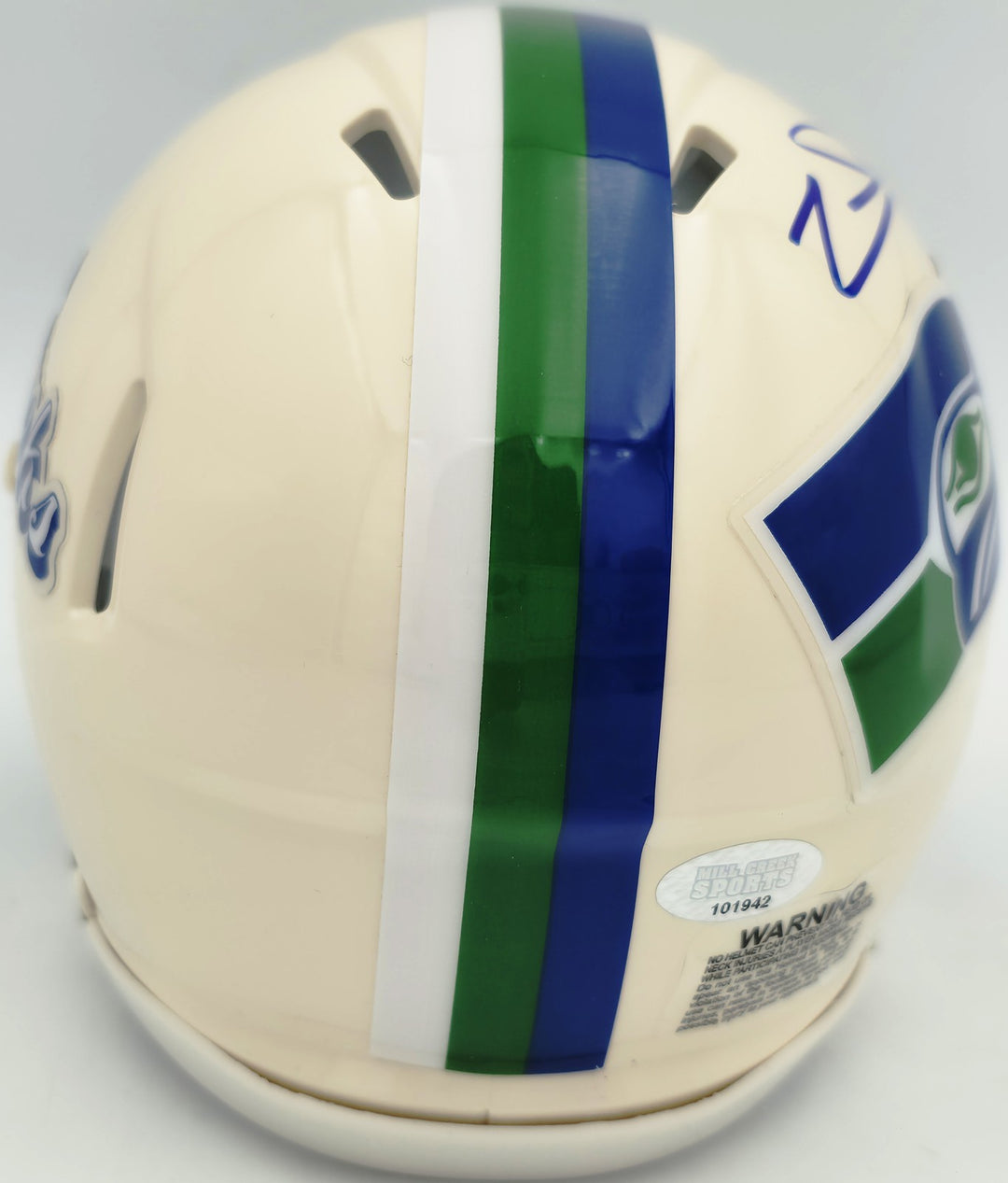 Zach Charbonnet Signed Seattle Seahawks Cream Retro Speed Mini Helmet MCS Holo