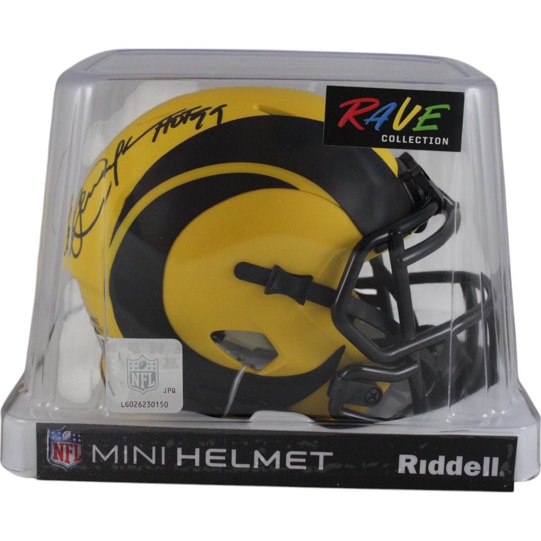 Eric Dickerson Autographed Los Angeles Rams Rave Mini Helmet HOF Beckett 49601