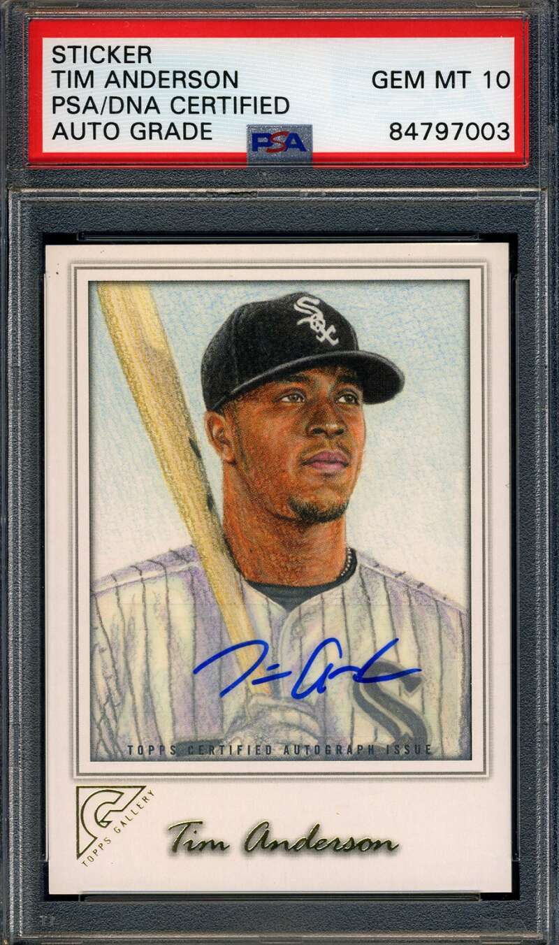 Tim Anderson Gem Mint 10 PSA DNA Signed 2017 Topps Gallery Autograph