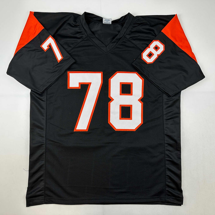 Facsimile Autographed Anthony Munoz Cincinnati Black Reprint Jersey Size Mens XL