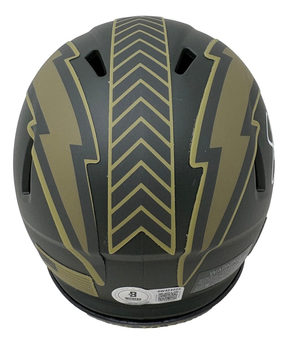 Shawn Merriman Signed Chargers Salute To Service Mini Speed Helmet BAS