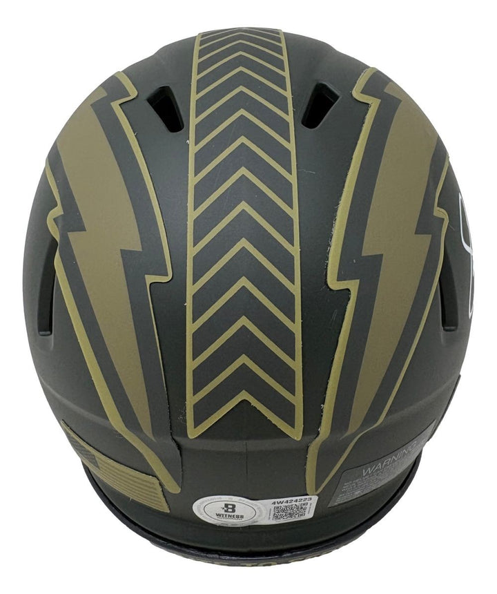Shawn Merriman Signed Chargers Salute To Service Mini Speed Helmet BAS