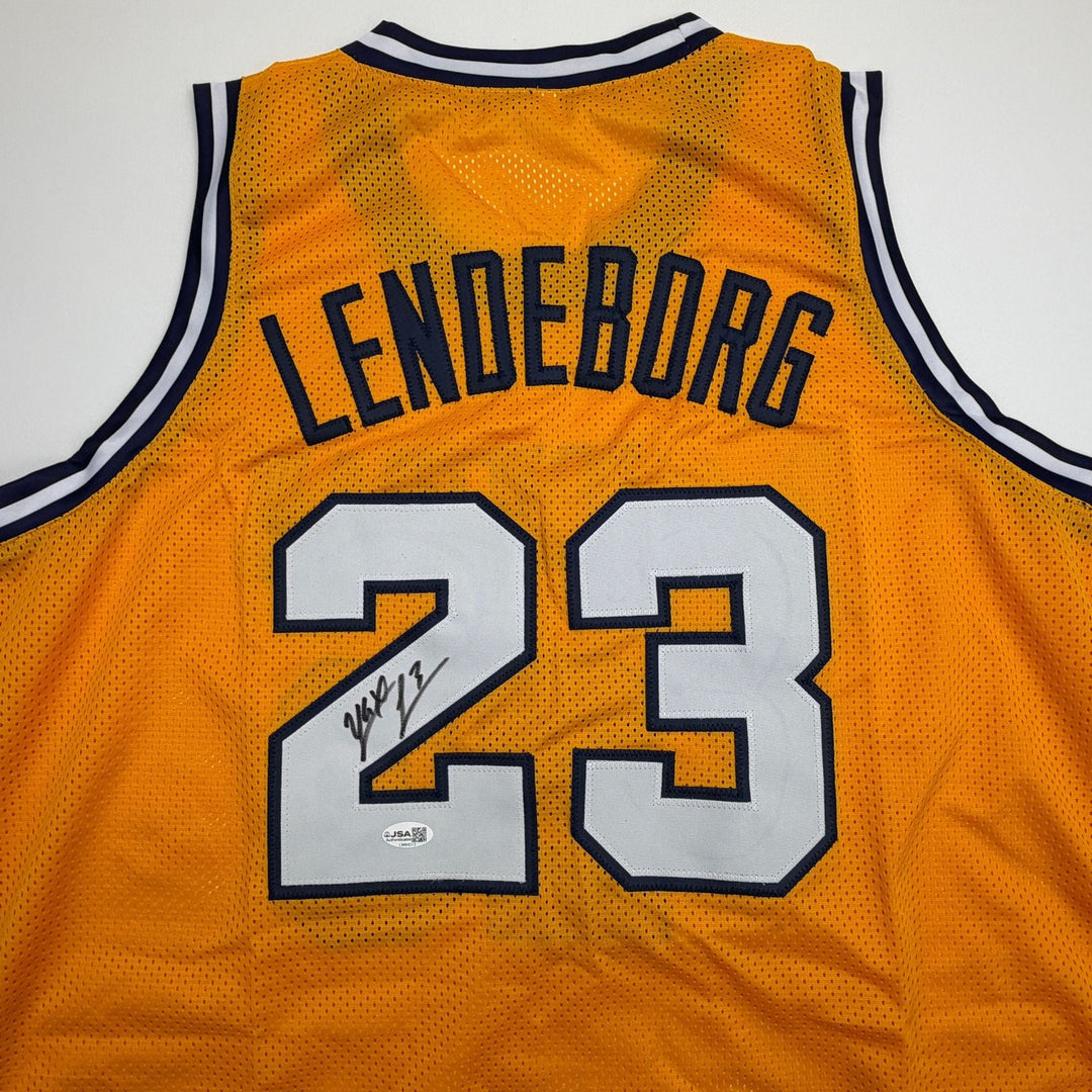 Autographed/Signed Yaxel Lendeborg Michigan Yellow College Jersey JSA COA