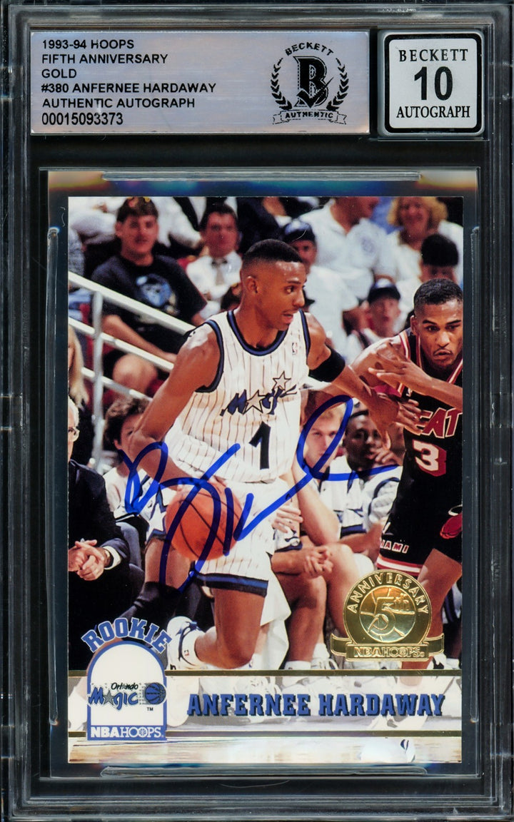 Anfernee Hardaway Auto Signed 1993-94 Hoops Gold RC 380 Magic Auto GM 10 Beckett