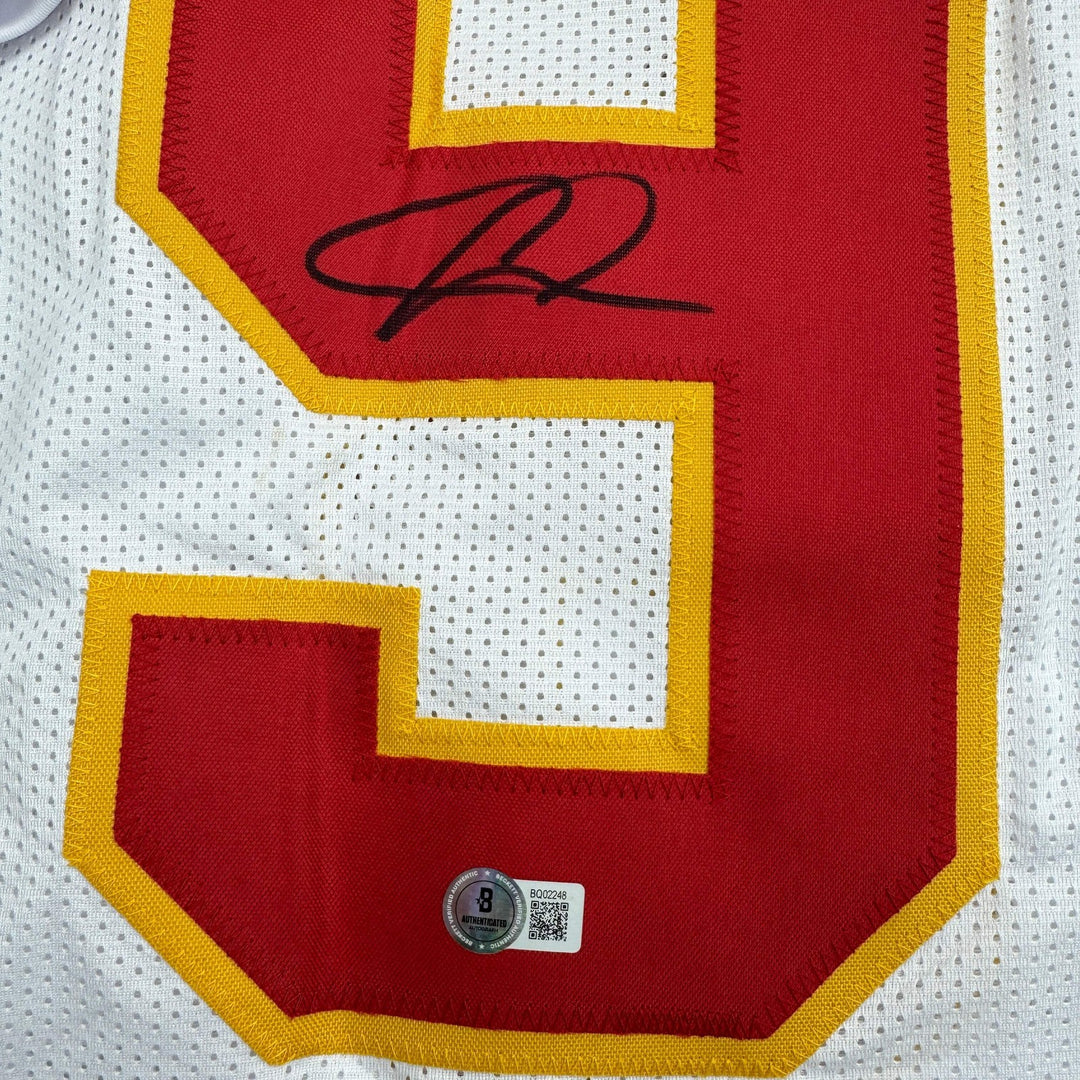 Autographed/Signed Chris Jones Kansas City White Football Jersey JSA COA
