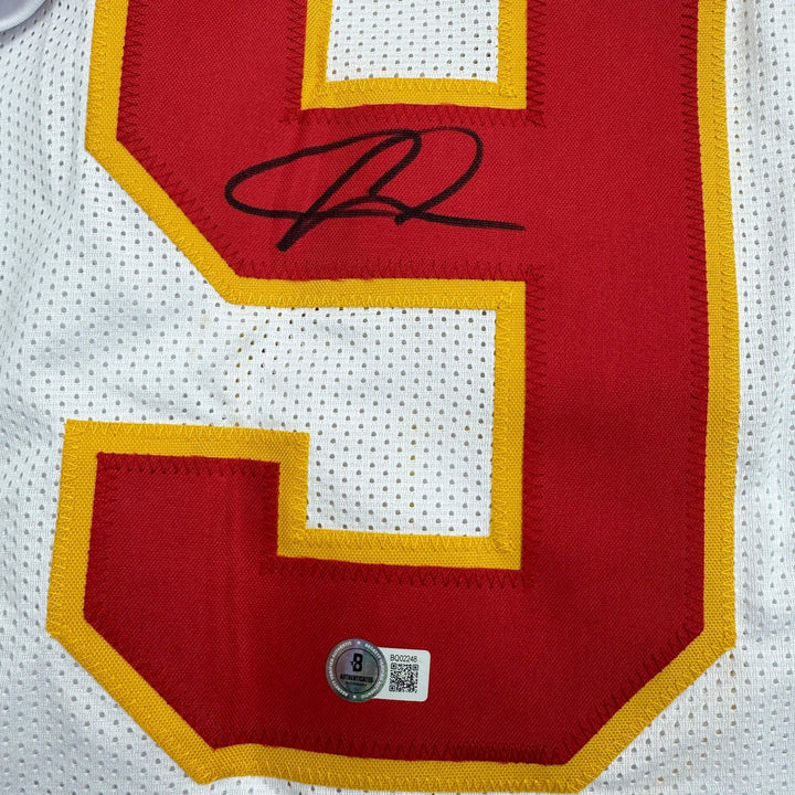 Autographed/Signed Chris Jones Kansas City White Football Jersey JSA COA