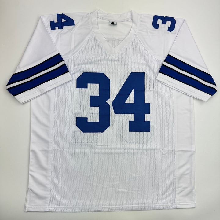 Autographed/Signed Cornell Green Dallas White Football Jersey Beckett BAS COA