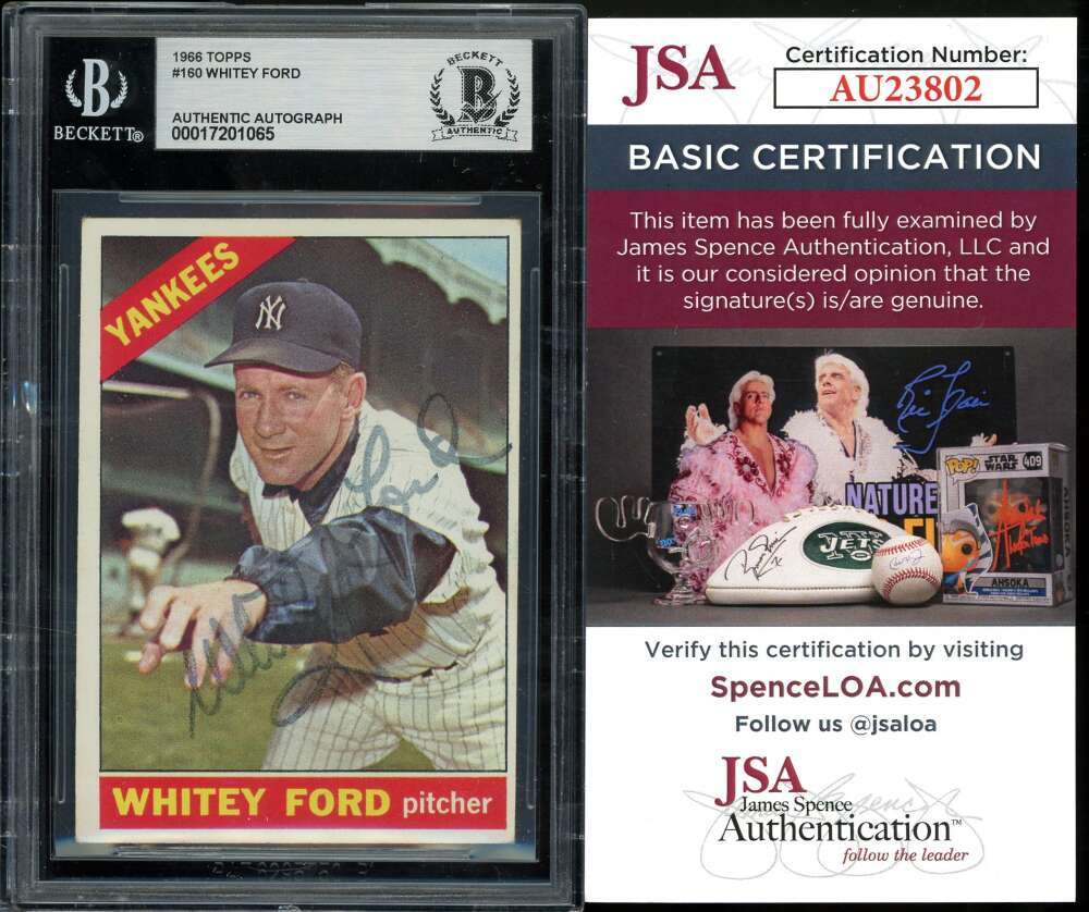 Whitey Ford Beckett BAS JSA COA Signed 1966 Topps Autograph