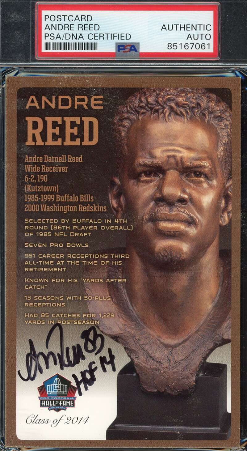 Andre Reed PSA DNA Signed Hall of Fame Bronze Bust Postcard /150 Autograph