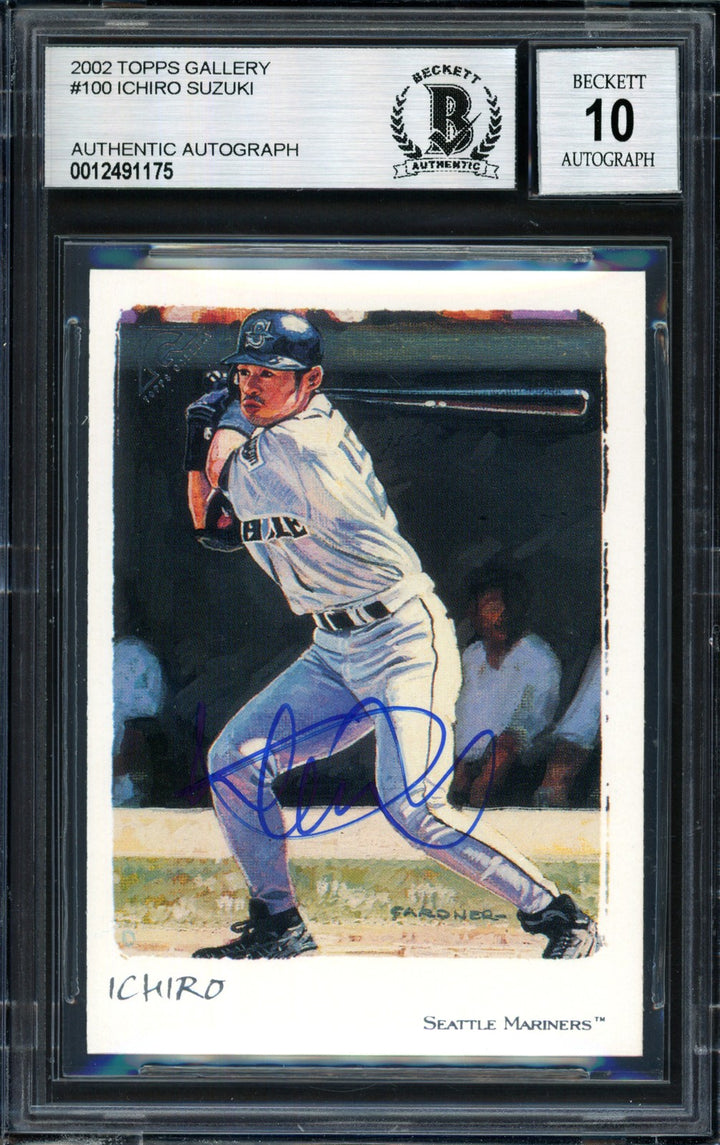 Ichiro Suzuki Auto Signed 2002 Topps Gallery Card 100 Mariners Auto 10 Beckett
