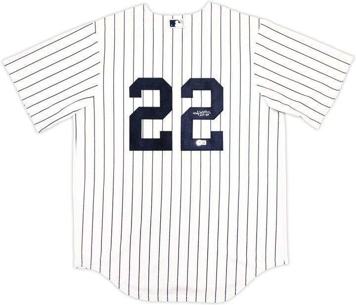 New York Yankees Juan Soto Signed White Pinstripes Nike Jersey Size L Beckett