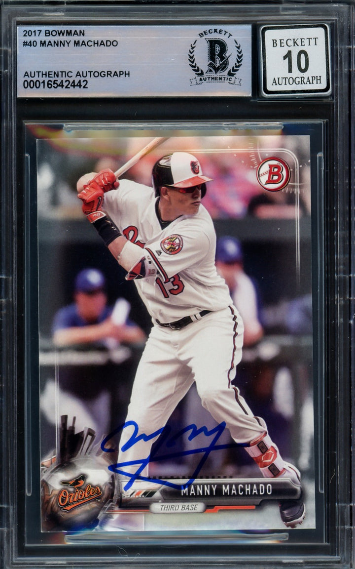 Manny Machado Signed 2017 Bowman Card 40 Orioles Auto GM 10 Beckett #16542442