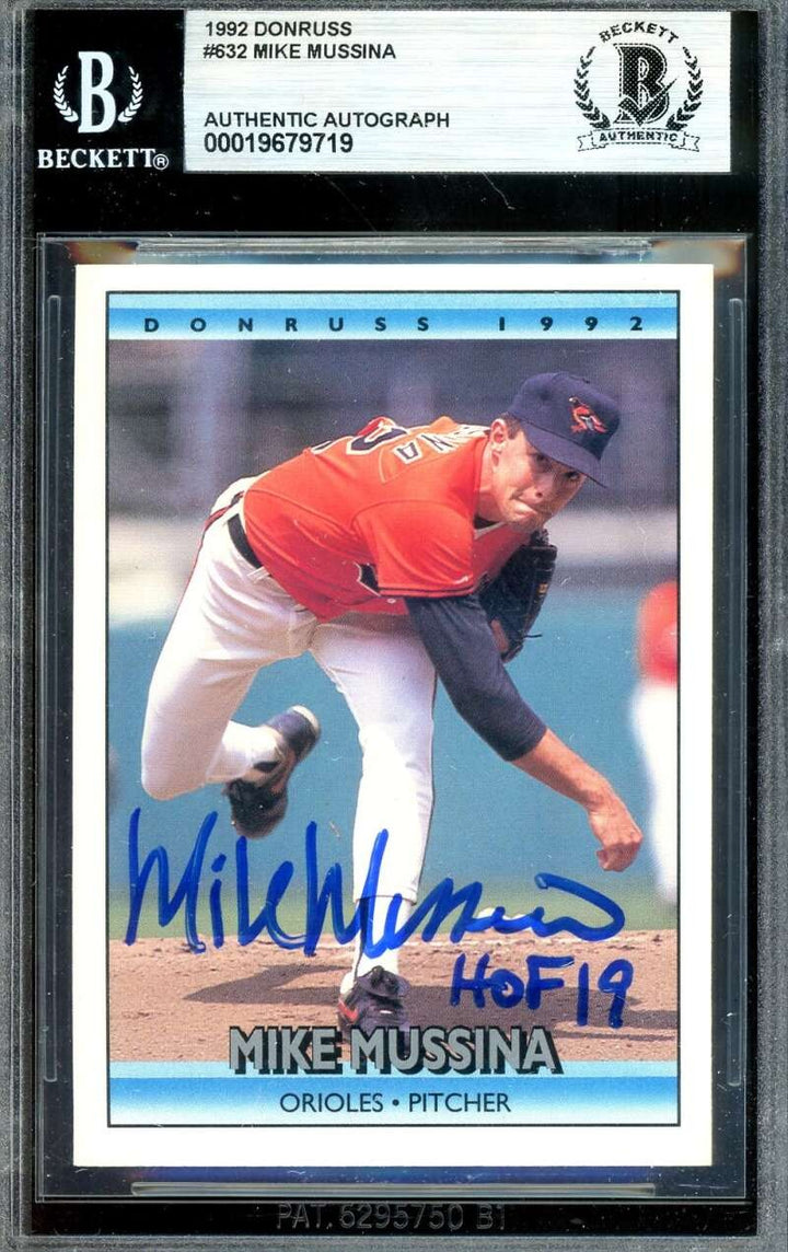Mike Mussina Beckett BAS Signed 1992 Donruss Rookie Autograph Orioles
