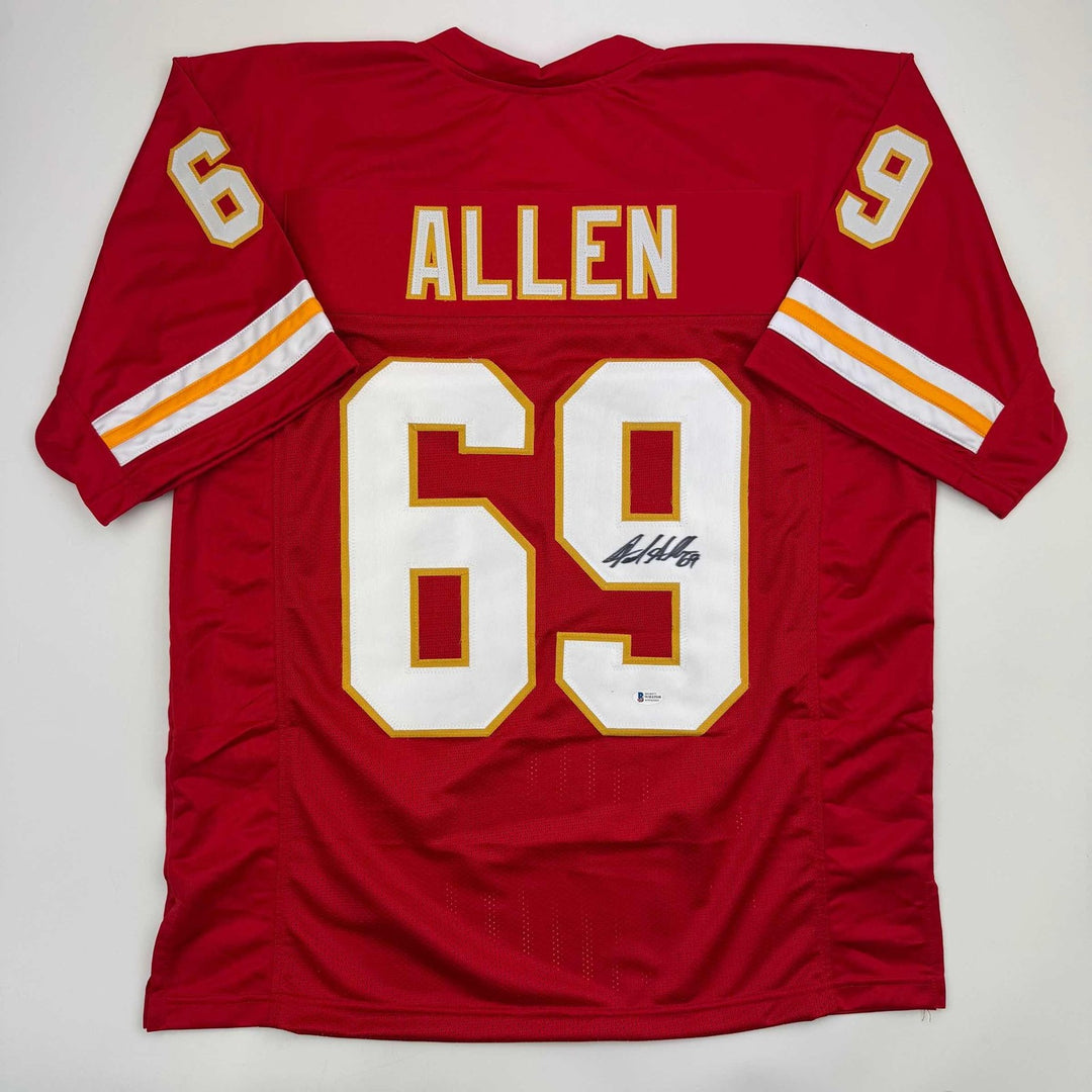 Autographed/Signed Jared Allen Kansas City Red Jersey Beckett BAS COA