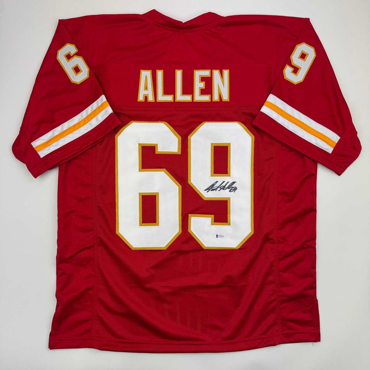 Autographed/Signed Jared Allen Kansas City Red Jersey Beckett BAS COA
