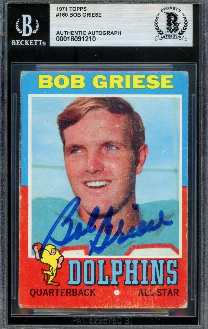 Bob Griese Beckett BAS Signed 1971 Topps Autograph