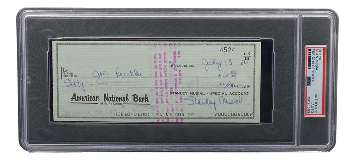 Stan Musial St. Louis Cardinals Signed  Bank Check PSA/DNA 85025563
